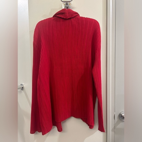 Chico’s Travelers Cardigan 3 Red Long Sleeve Fold Over Crinkle - Picture 2 of 8